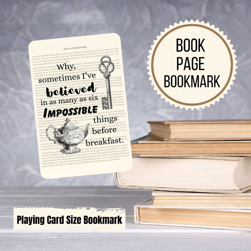 Alice in Wonderland Book Page Bookmark, Unique Bookmark